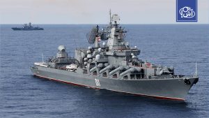 Military maneuvers of the Russian missile cruiser “Varyag” in the Mediterranean Sea
