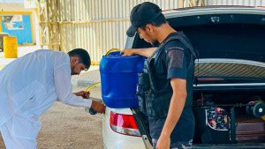 Libya… Distributing free source fuel to travelers at the Ras Jedir crossing