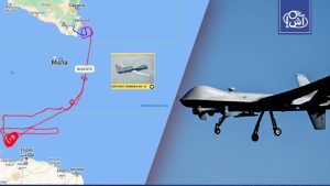 An American surveillance plane carries out a reconnaissance mission near the Libyan coast